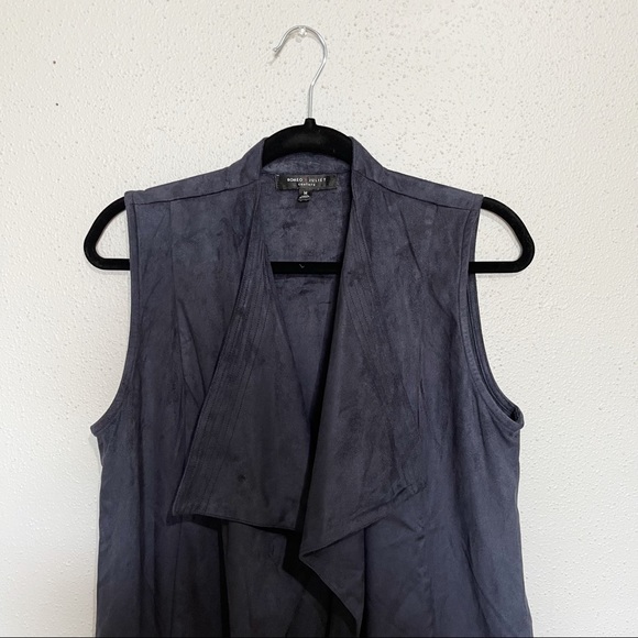 Romeo & Juliet Suede Vest Navy Blue Size Medium - Picture 3 of 7